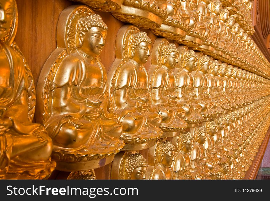 Ten Thousand Buddha On Chinese Temple Wall