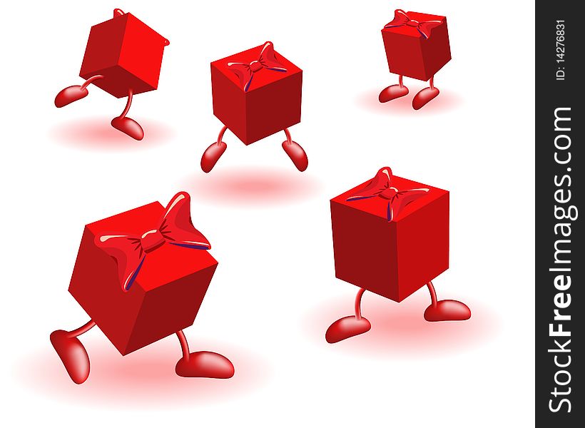 Red blocks with bows on a white background. Red blocks with bows on a white background