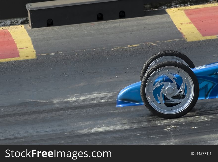 Dragster at the start of the quarter mile strip. Dragster at the start of the quarter mile strip