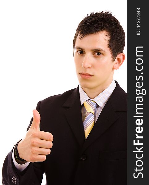 business man showing thumbs up sign