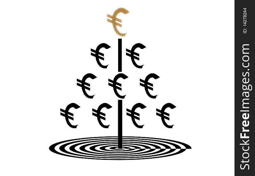 Icon of a euro money tree symbolizing success and wealth
