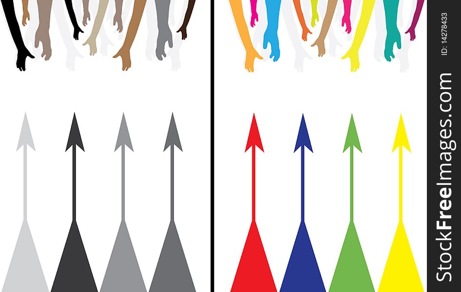 Multicolor arrows symbol of competition