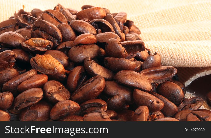 Coffee Beans In Close Up