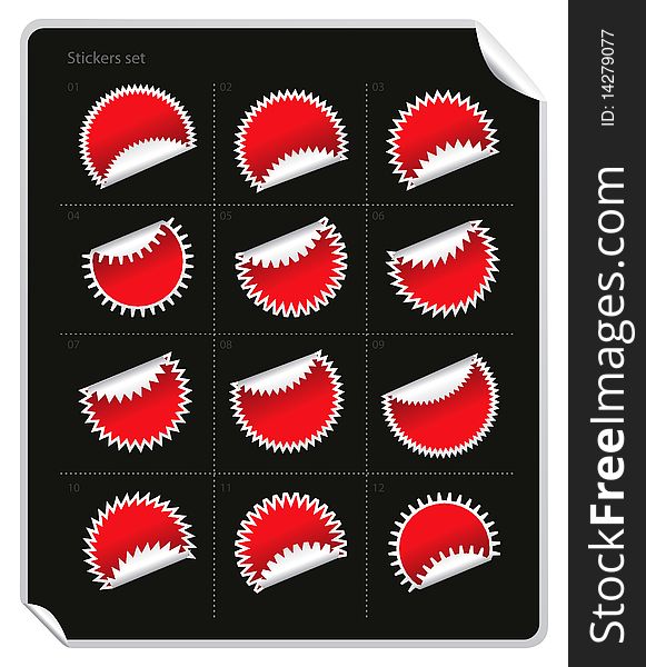 Illustration of stickers on black background