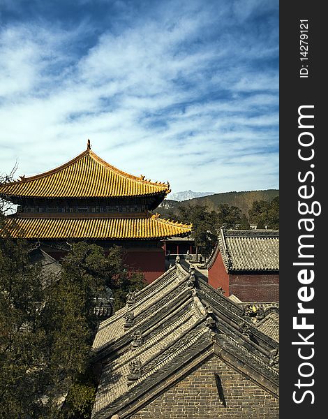 Traditional chinese architecture,temple building,in henan in china. Traditional chinese architecture,temple building,in henan in china.