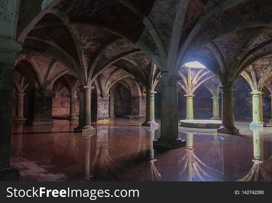 Portuguese underground cistern in the Mazagan. El Jadida city, Morocco.