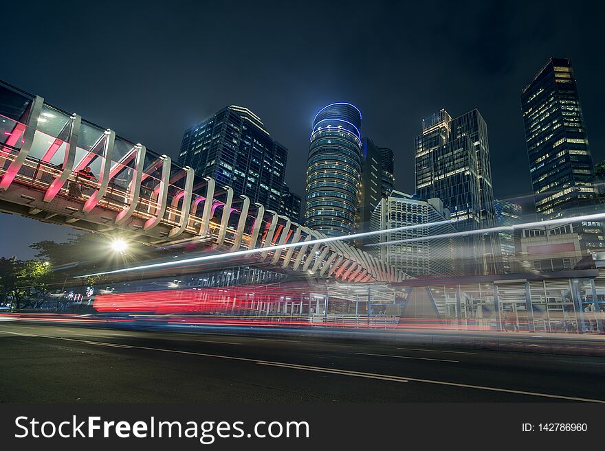 Beautiful New Pedestrian Bridge At Night Time