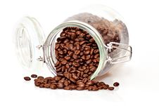 Coffee Beans Spilling Out Of A Cristal Jar Royalty Free Stock Image Coffee Beans Spilling Out Of A Cristal Jar Royalty Free Stock Image