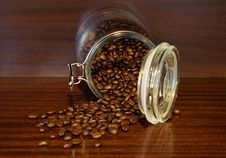 Coffee Beans Spilling Out Of A Cristal Jar Royalty Free Stock Photos Coffee Beans Spilling Out Of A Cristal Jar Royalty Free Stock Photos