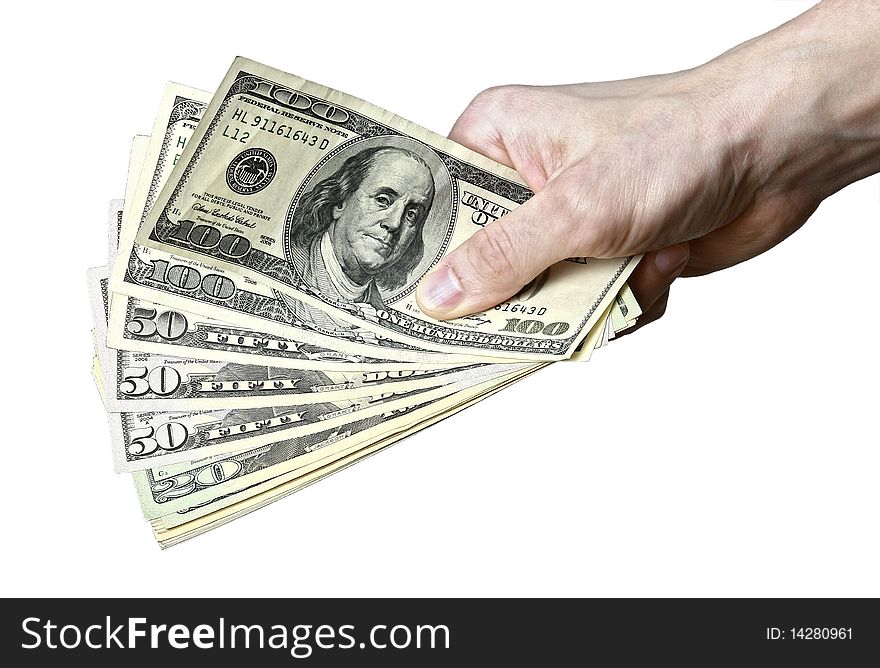 Mail Hand Holds Dollar Bills