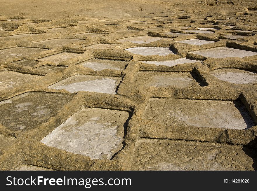 Marine salt dries in the sun. Marine salt dries in the sun