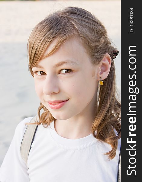 Outdoor portrait of a young girl. Outdoor portrait of a young girl