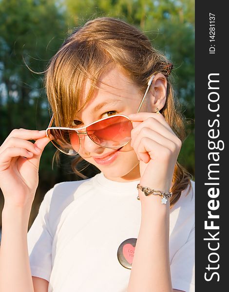 Outdoor portrait of a young girl. Outdoor portrait of a young girl