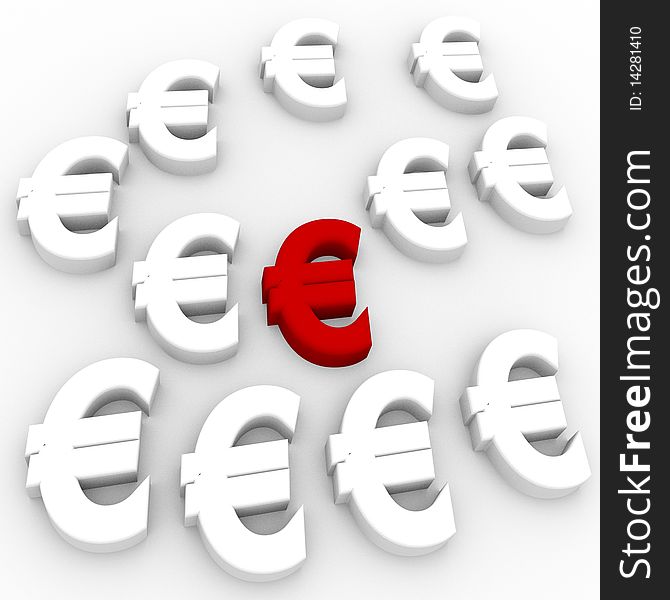 Euro currency in red