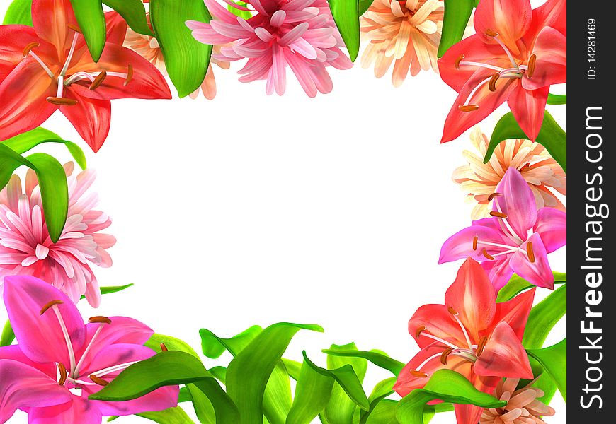 A frame from flowers on white background