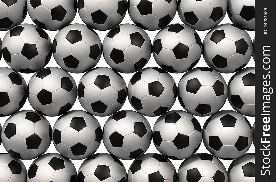 Soccer balls on white background