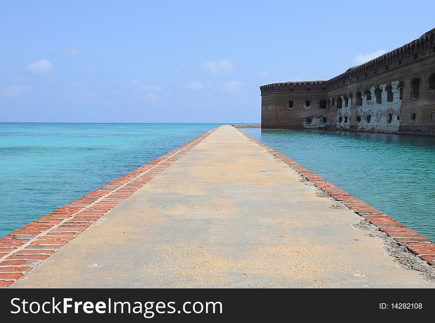 Concrete Walkway around Fort Jefferson on Garden Key at Dry Tortugas National Park.