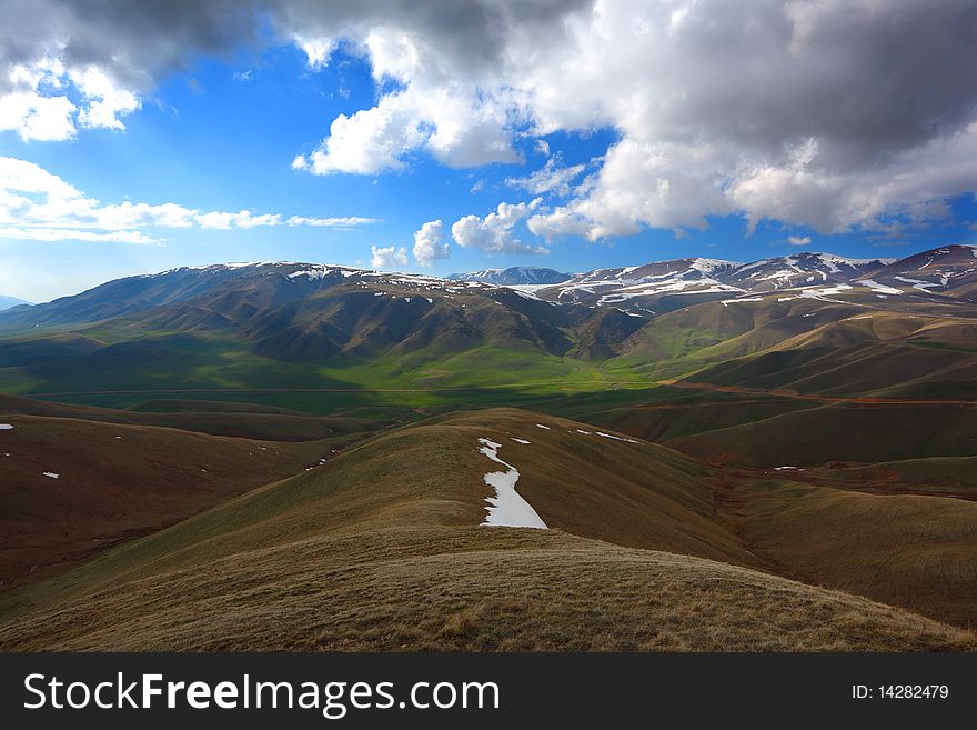 Beautiful a mountains with clouds. Beautiful a mountains with clouds