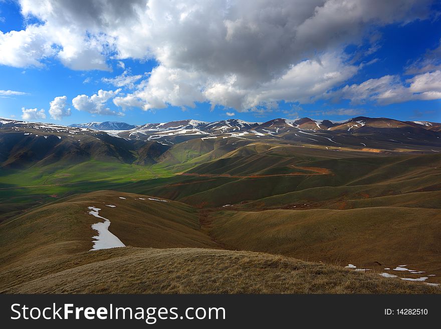 Beautiful a mountains with clouds. Beautiful a mountains with clouds