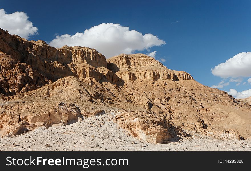Rocky desert landscape in Timna national park in Israel