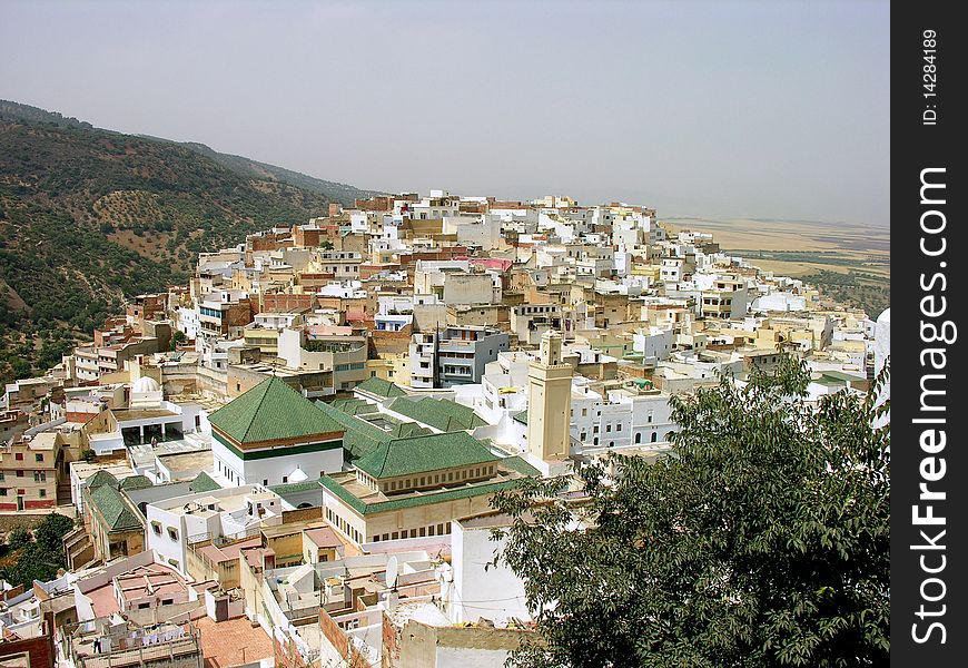 Landscape Hill full of houses in Morocco, near Meknes. Landscape Hill full of houses in Morocco, near Meknes