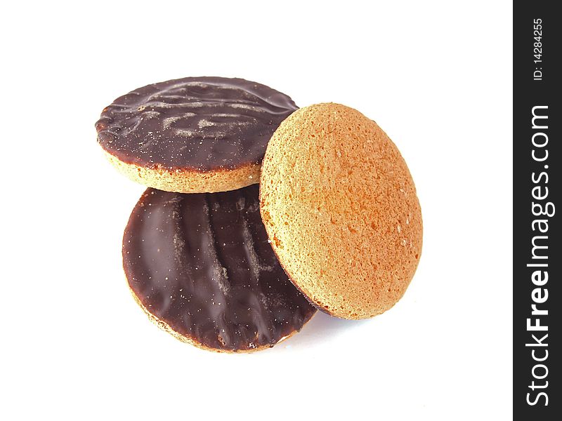 Chocalate biscuits on a white background. Chocalate biscuits on a white background.