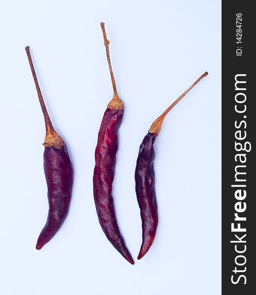 Chilli , dried spice isolated thai red brown. Chilli , dried spice isolated thai red brown