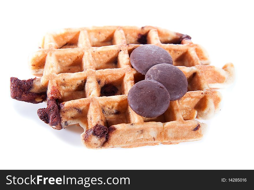 Waffles from integral wholegrain with chocolate,  on plate