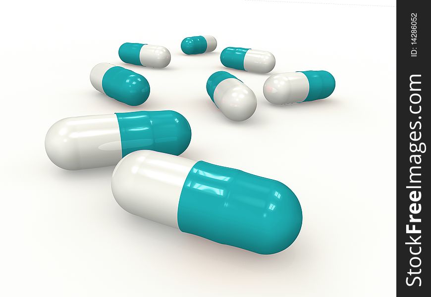 Medicine capsules of various colors. Medicine capsules of various colors