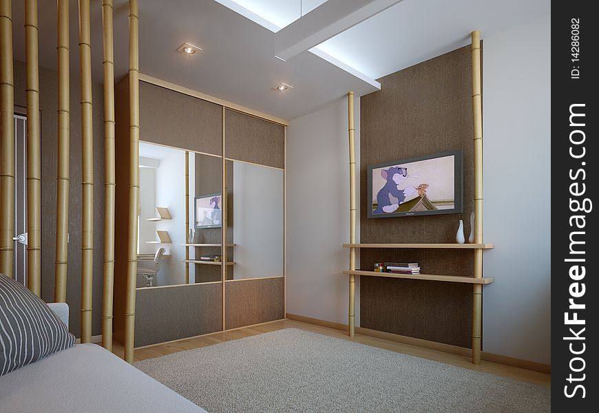 A modern 3d interior room