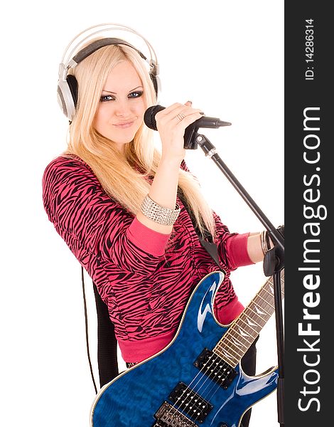 Series. The beautiful blonde with a guitar