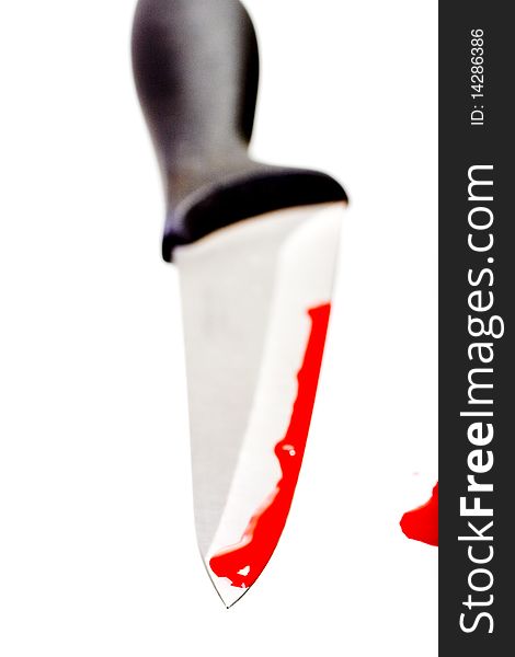 Knife and blood on white background. Knife and blood on white background