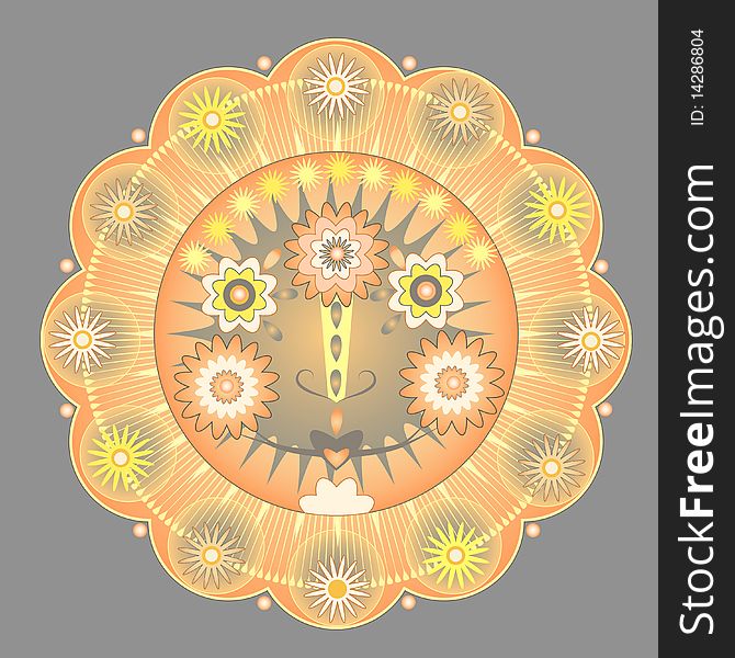 Ornamental stylized sun shaped pattern. Ornamental stylized sun shaped pattern.