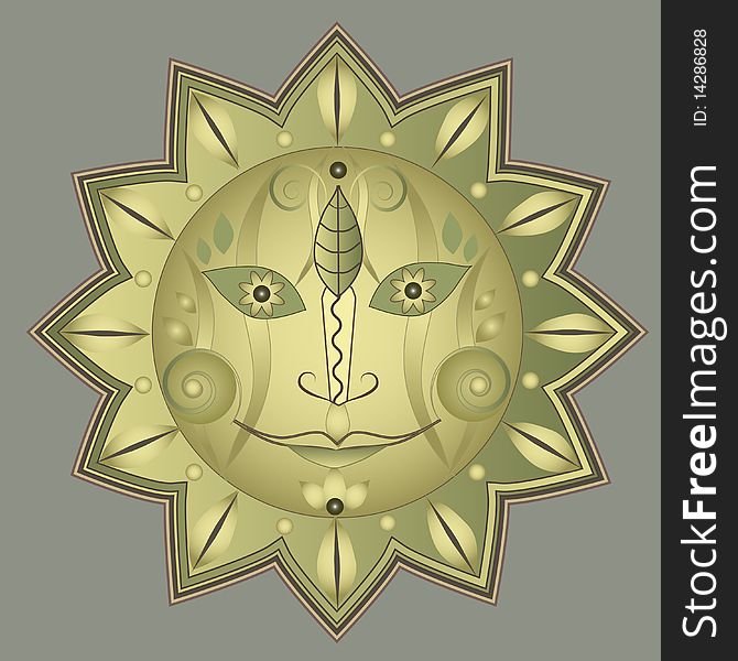 Ornamental stylized sun shaped pattern. Ornamental stylized sun shaped pattern.