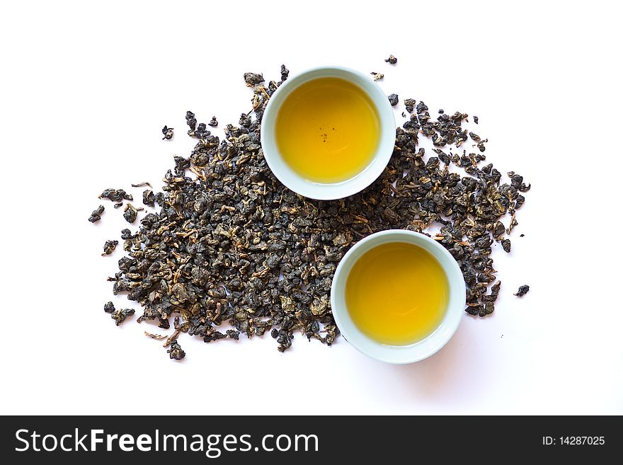 Hot tea in cup for herb, isolate