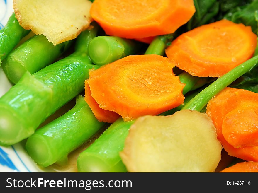 Closeup of Chinese Kai Lan vegetable stem