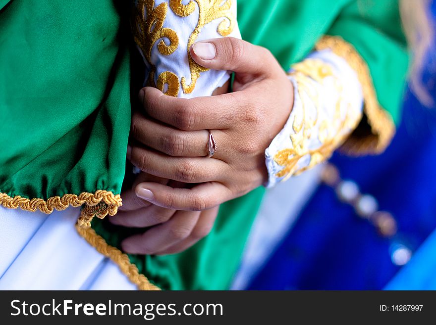Ring, hands and medieval dress