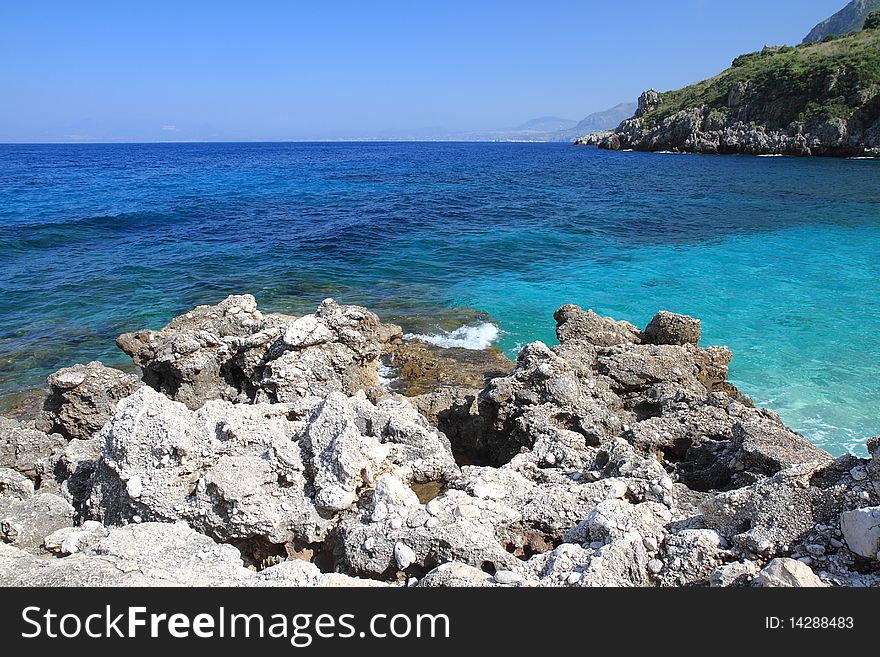 Rock And Sea Zingaro Sicily Italy