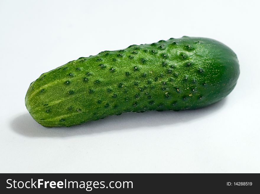 Green cucumber close-up on a white background. Green cucumber close-up on a white background