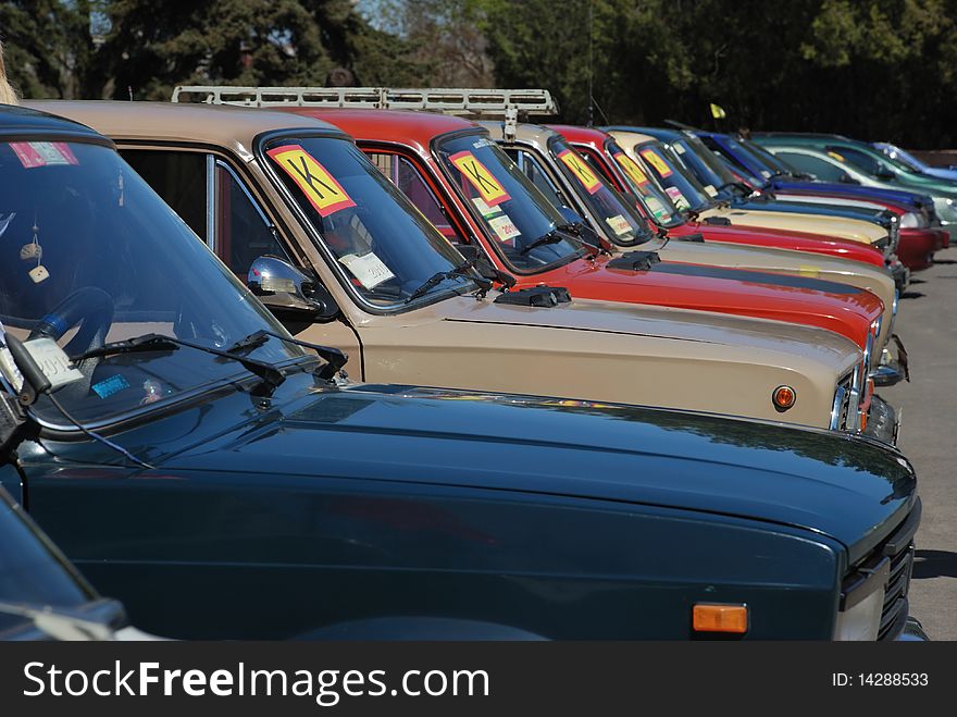 Row of any colored cars. Row of any colored cars