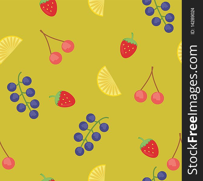 Seamless background with fruits and berries