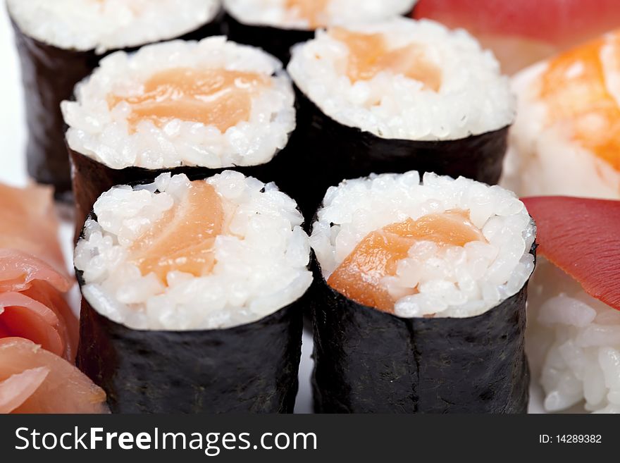 Japan traditional food, diferent sushi. Japan traditional food, diferent sushi