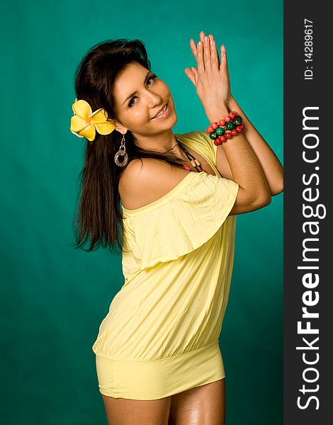 Closeup studio portrait of a beautiful woman. Closeup studio portrait of a beautiful woman