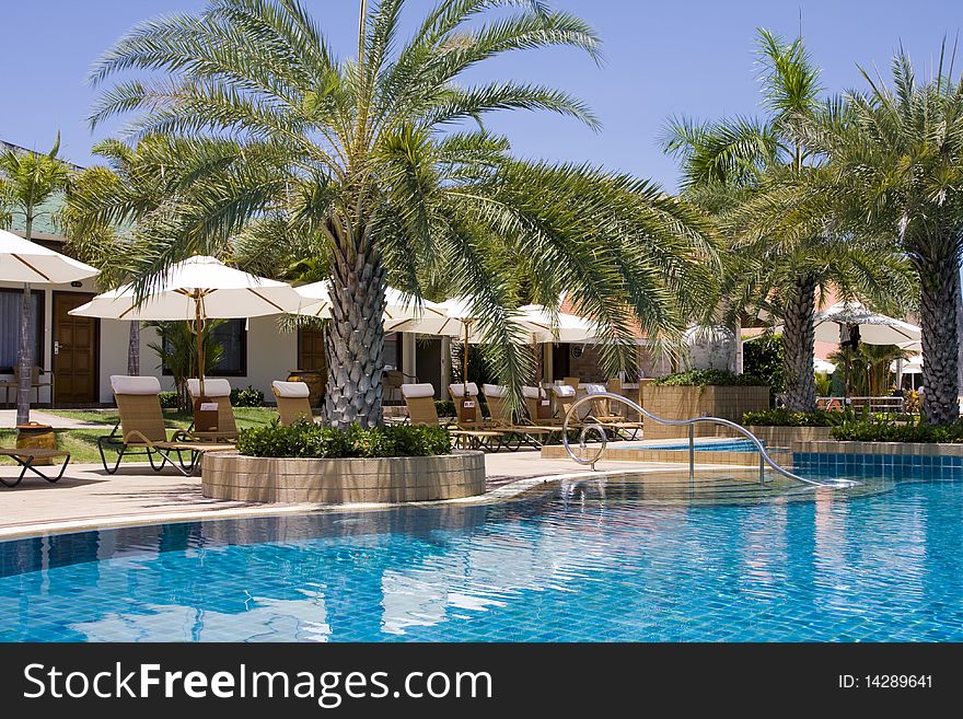 Swimming pool on a sunny day.Thailand . Swimming pool on a sunny day.Thailand .