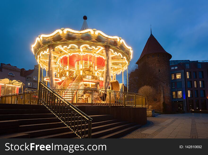 Gdansk carousel in the evening