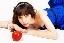 Beautiful Girl With A Red Apple Stock Image