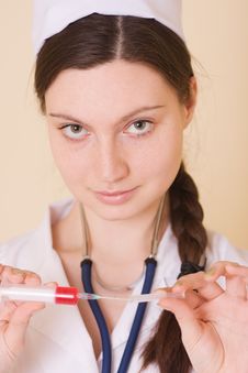 Nurse With Syringe And Stethoscope Royalty Free Stock Photography Nurse With Syringe And Stethoscope Royalty Free Stock Photography