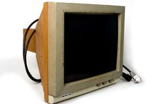 Old PC Hercules Monitor. Included Path For Screen. Royalty Free Stock Photos
