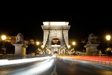Chain Bridge At Night Royalty Free Stock Photography Chain Bridge At Night Royalty Free Stock Photography
