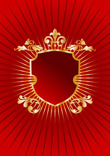 Heraldic Golden Shield On Red Background Royalty Free Stock Image Heraldic Golden Shield On Red Background Royalty Free Stock Image